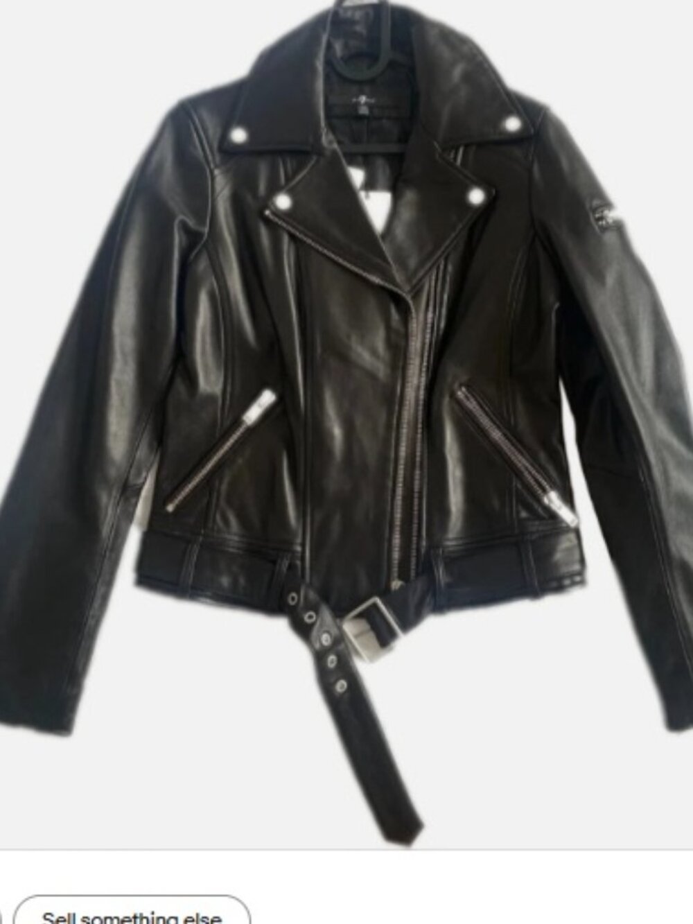 7 For All Mankind‎ Women's Black Genuine Leather Moto Biker Jacket  L7M27287 S